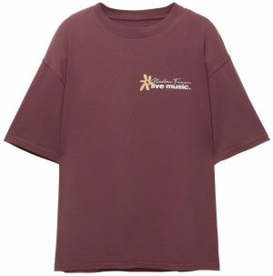 Pull&Bear Tričko  gaštanová / svetložltá / biela