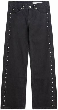 Bershka Džínsy  svetloružová / čierny denim