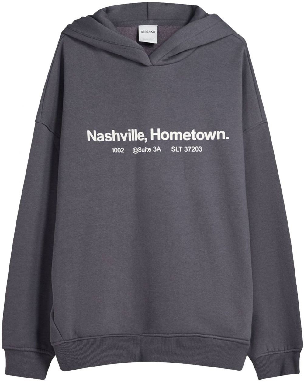 Bershka Mikina  tmavosivá / biela