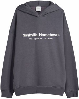 Bershka Mikina  tmavosivá / biela