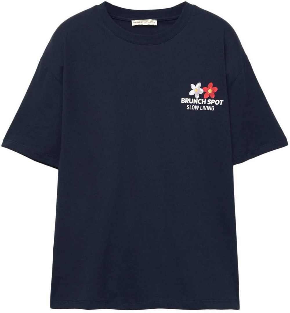 Pull&Bear Tričko  nebielená / námornícka modrá / červená / biela