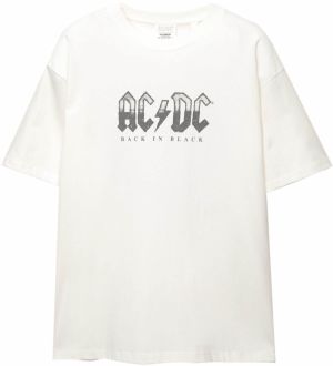 Pull&Bear Tričko 'AC/DC'  tmavosivá / biela