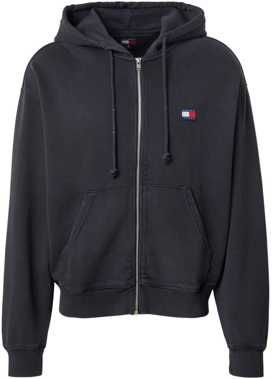 Tommy Jeans Tepláková bunda '90S NEW CLSSCS'  tmavosivá / čierna