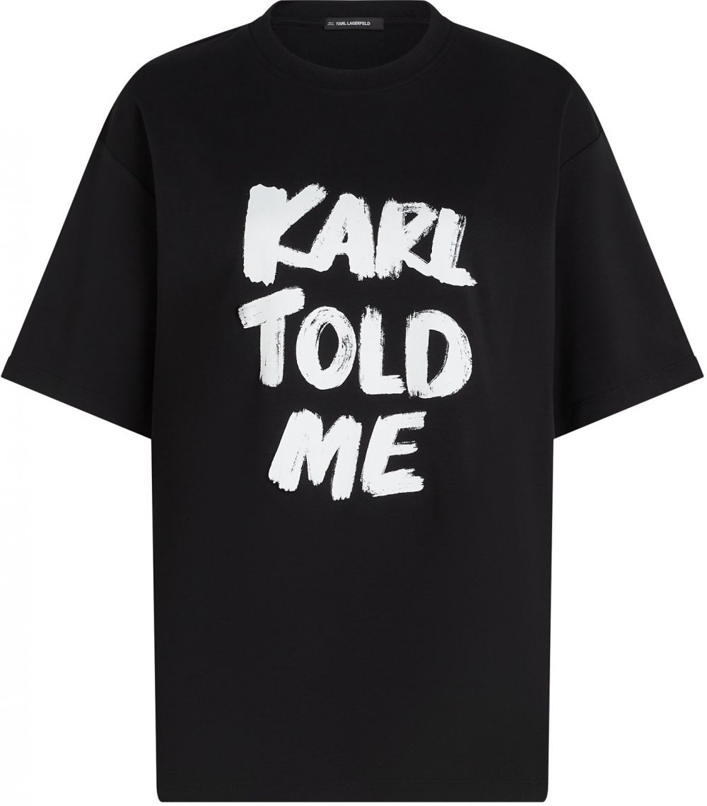 Karl Lagerfeld Tričko 'Karl Told Me'  čierna / biela