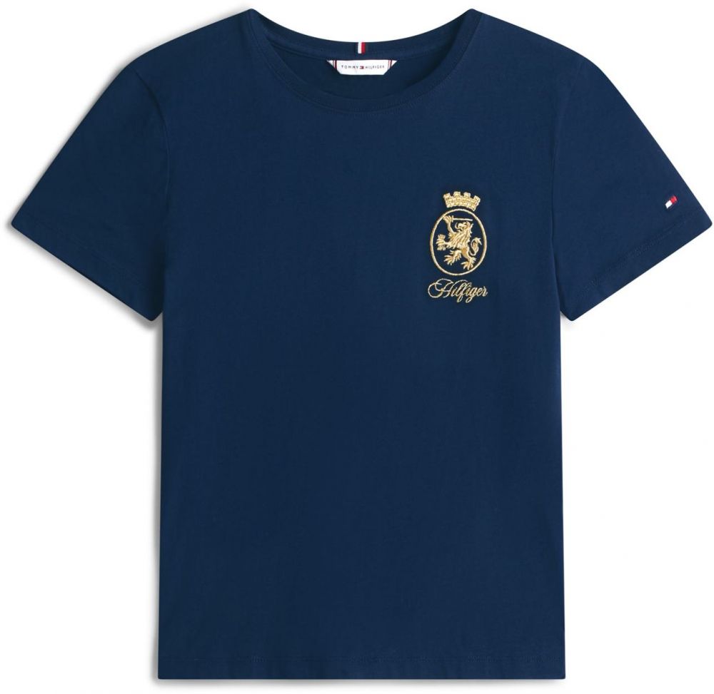 TOMMY HILFIGER Tričko  námornícka modrá / zlatá / červená / biela