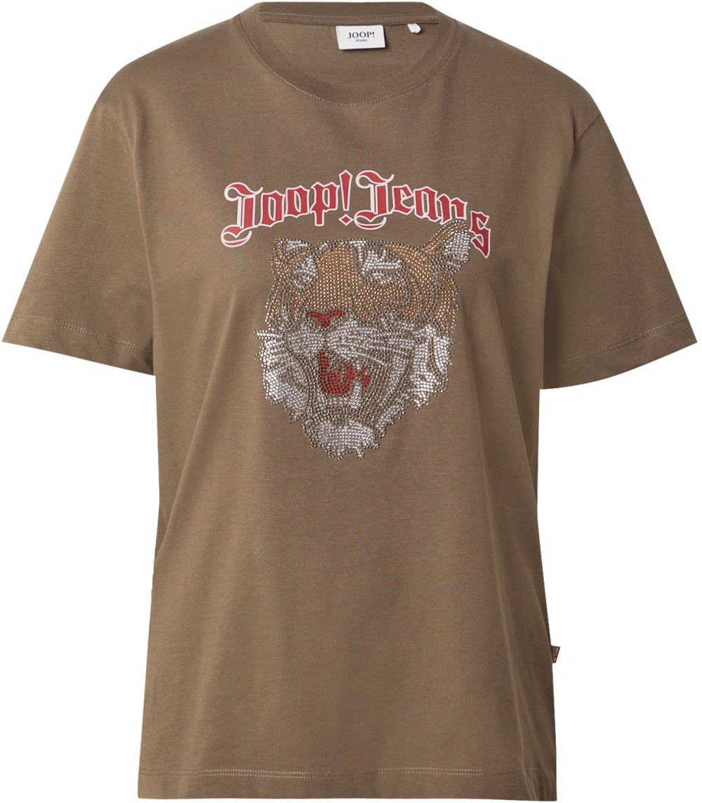 JOOP! Jeans Tričko 'Tanasia'  kaki / červená / biela