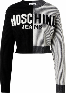 Moschino Jeans Sveter  sivá melírovaná / čierna / biela