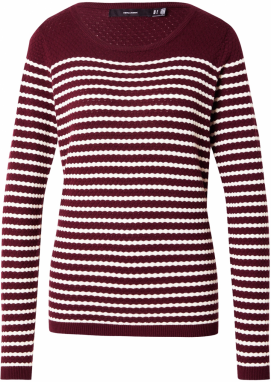 VERO MODA Sveter 'Care'  vínovo červená / biela