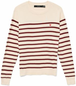 VERO MODA Sveter 'VMDORY'  krémová / vínovo červená