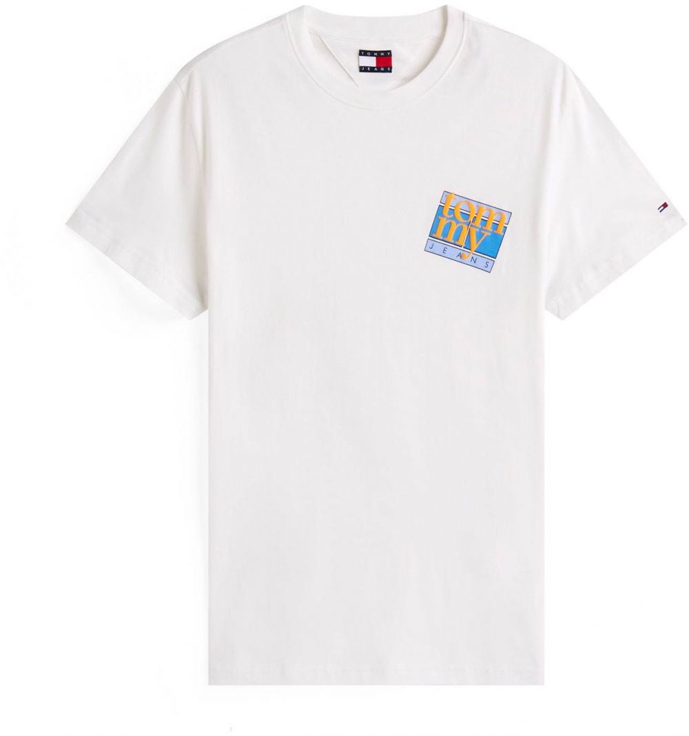 Tommy Jeans Tričko  nebielená / modrá / oranžová