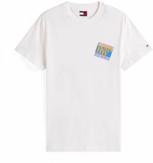 Tommy Jeans Tričko  nebielená / modrá / oranžová