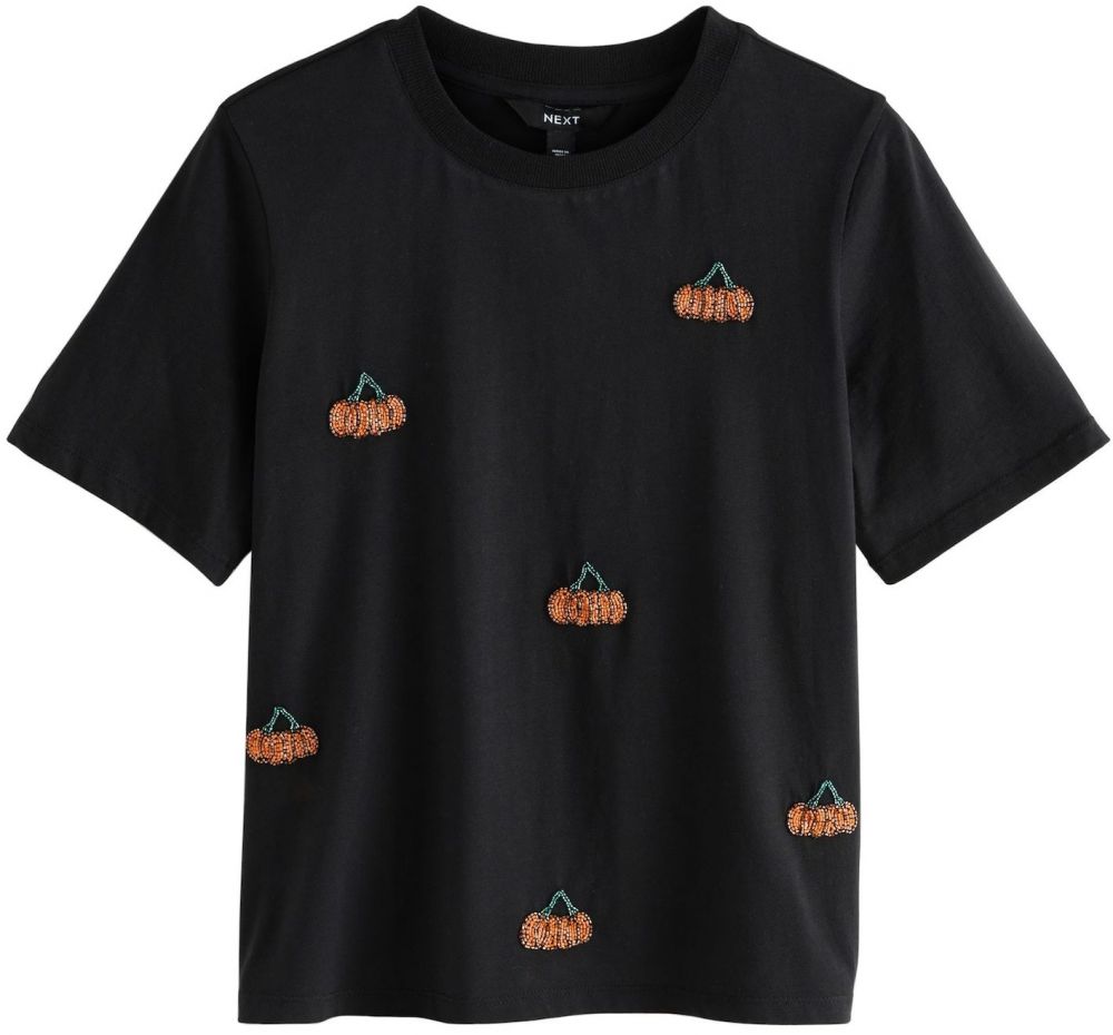 Next Tričko 'Halloween Pumpkin'  zelená / oranžová / čierna