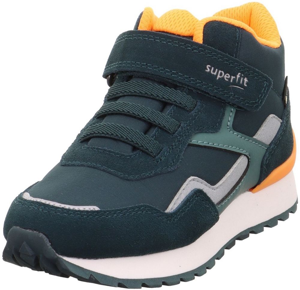 SUPERFIT Tenisky 'Dash'  sivá / smaragdová / tmavozelená / oranžová