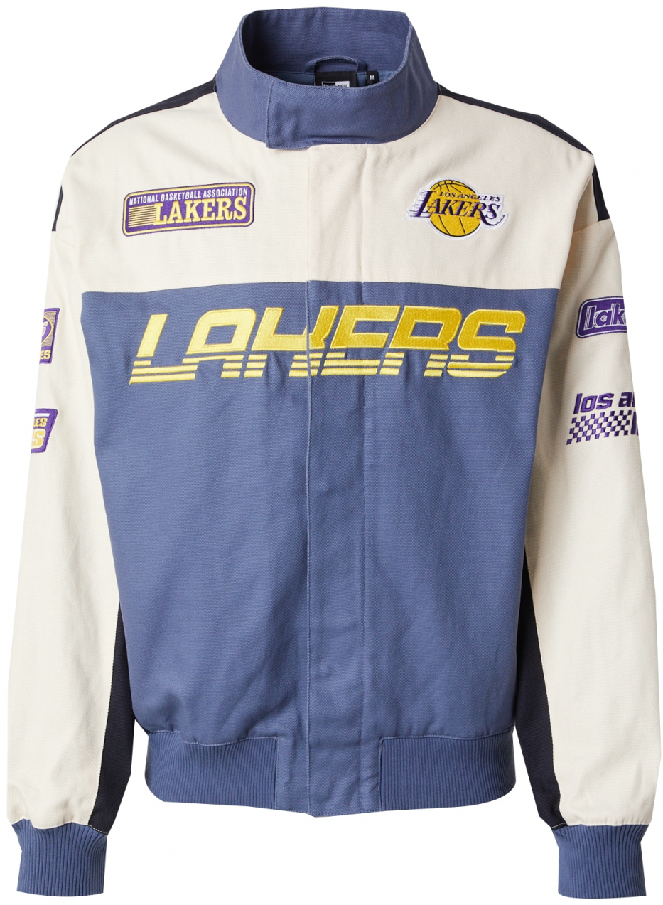 NEW ERA Prechodná bunda 'NBA MOTORSPORT LOSLAK'  zafírová / žltá / fialová / šedobiela