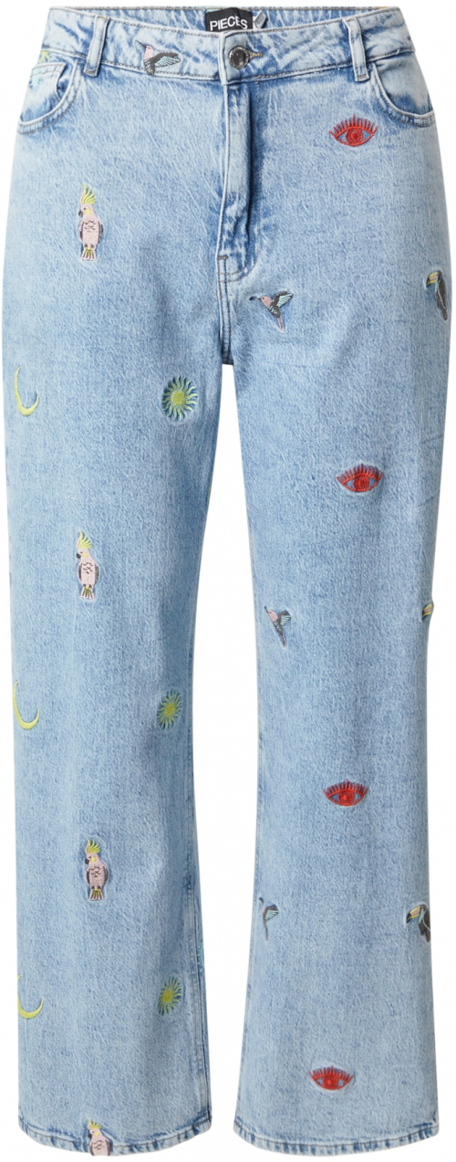 PIECES Curve Džínsy 'PCJIDI'  modrá denim / citrónová / sivá / tmavočervená