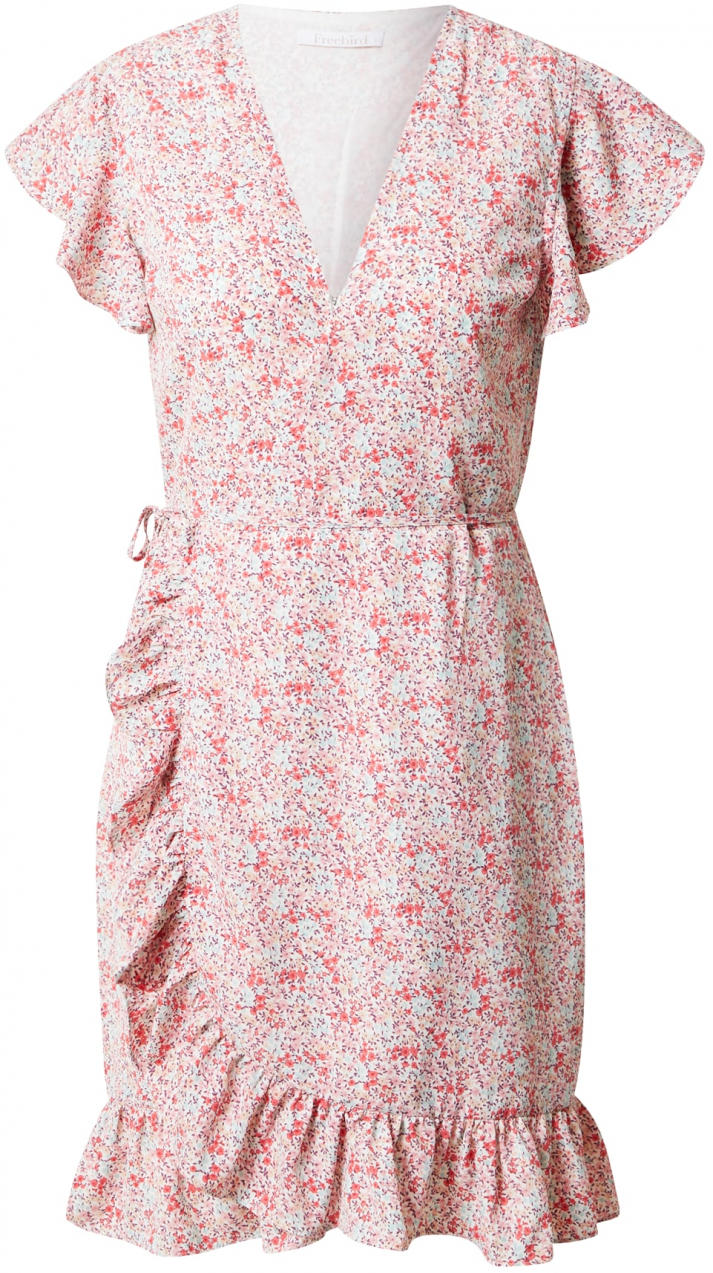 Freebird Icons Letné šaty  pastelovo modrá / koralová / svetloružová / biela