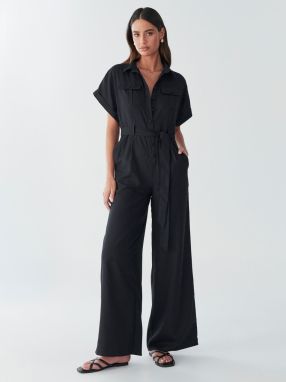 BWLDR Overal 'ARA LINEN JUMPSUIT'  čierna