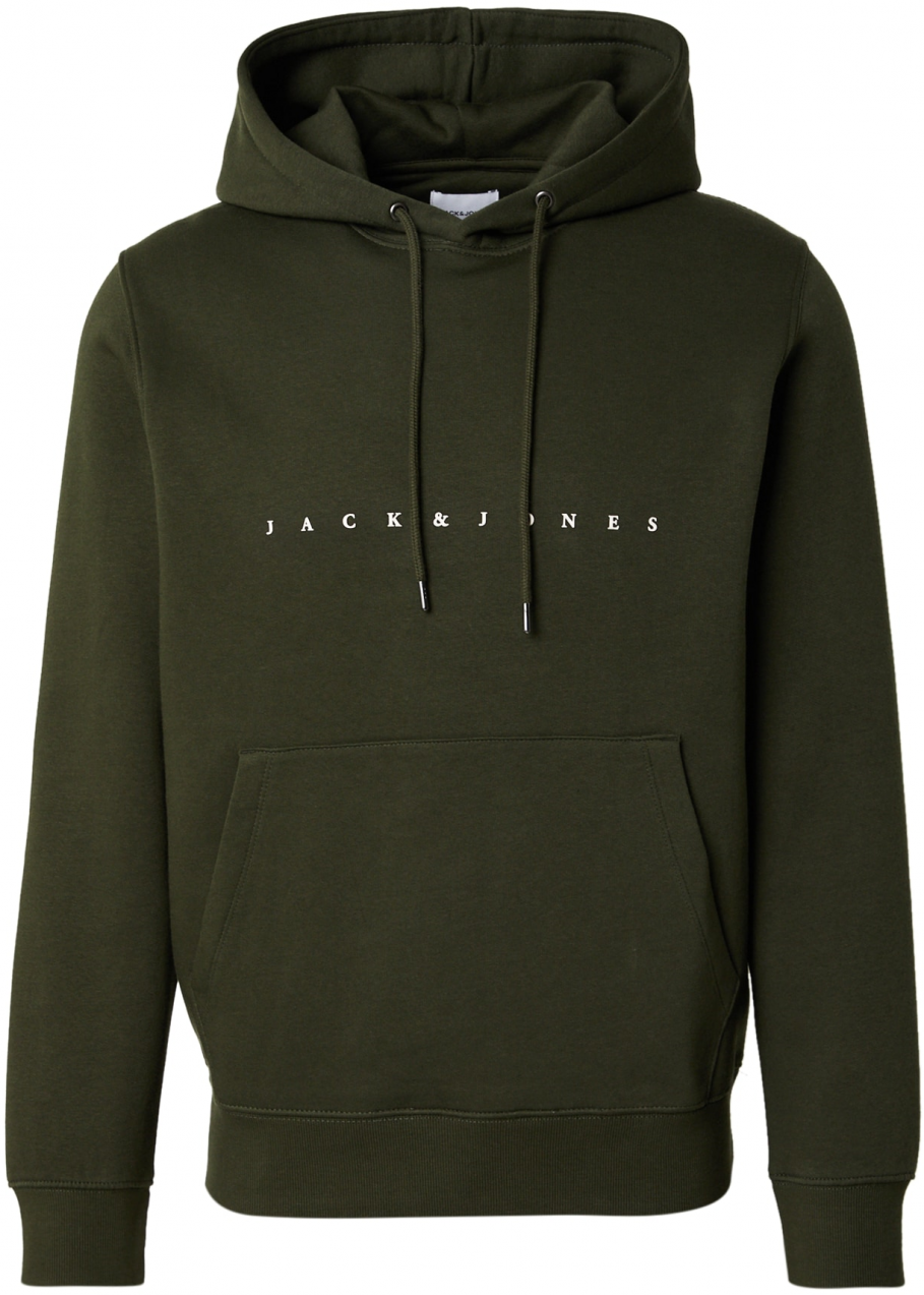 JACK & JONES Mikina 'JJEStar'  tmavozelená / biela