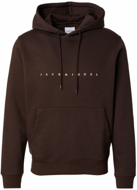 JACK & JONES Mikina 'JJEStar'  tmavohnedá / biela