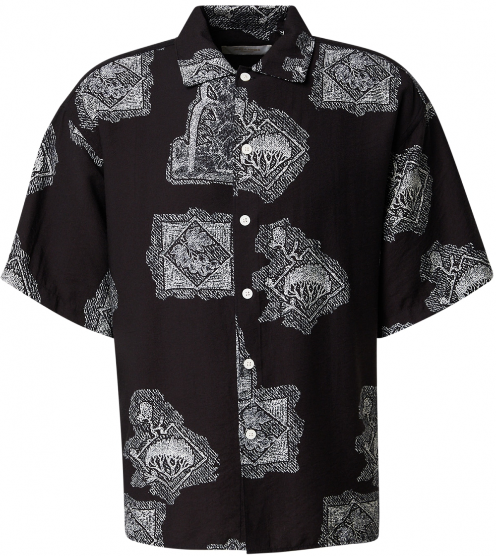JACK & JONES Košeľa 'JORGRAMERCY'  čierna / biela