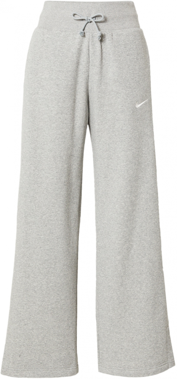 NIKE Športové nohavice 'Phoenix Fleece'  sivá melírovaná / biela