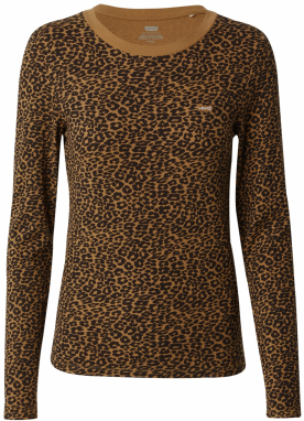 LEVI'S ® Tričko 'Essential Housemark Long Sleeve Tee'  hnedá / čierna / biela