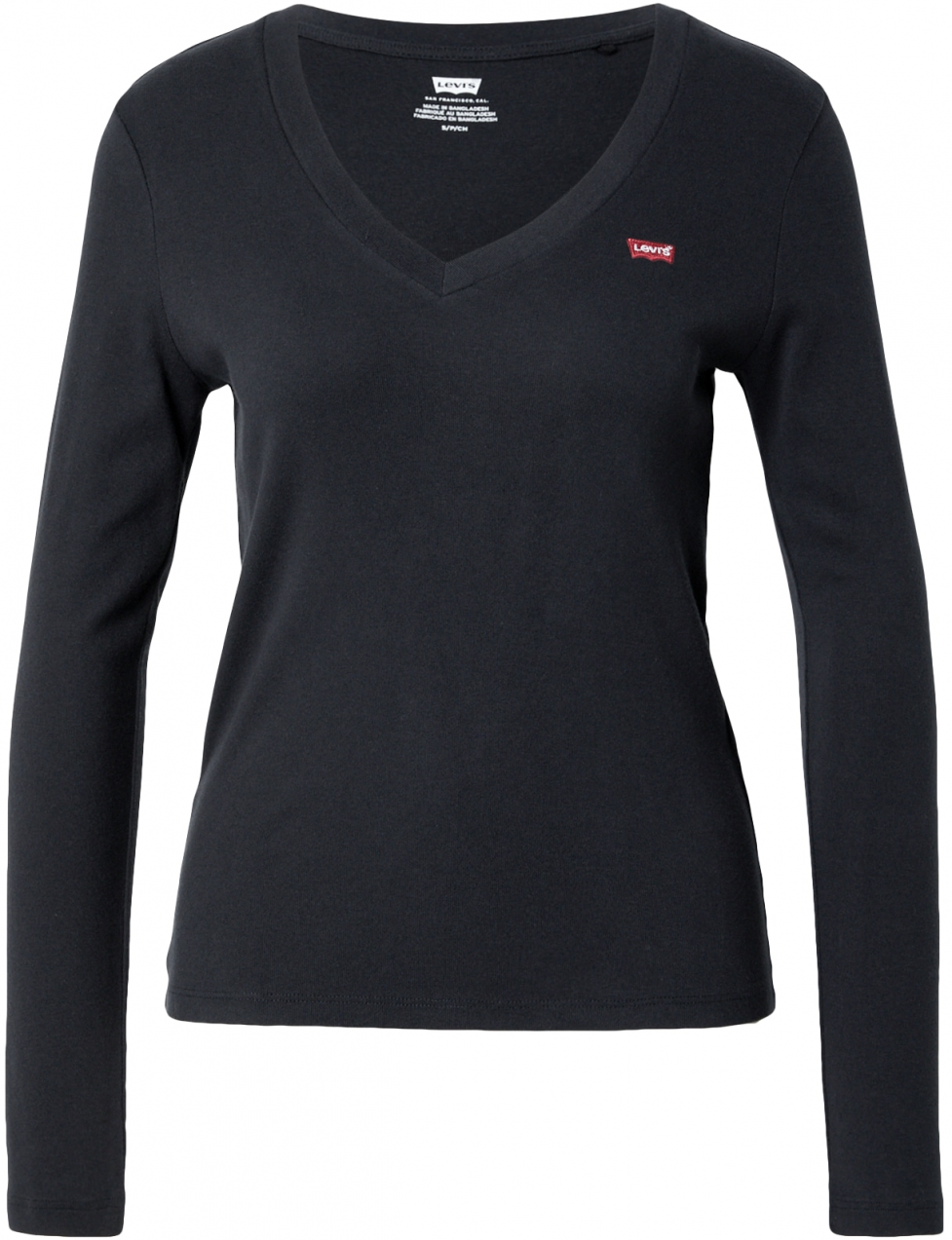 LEVI'S ® Tričko 'Essential Housemark Long Sleeve V-Neck Tee'  sivá