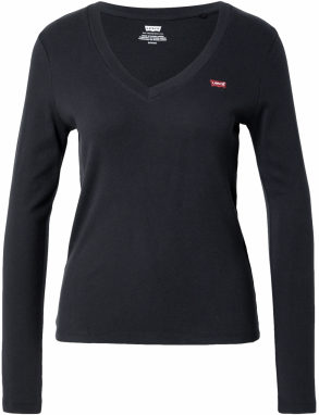 LEVI'S ® Tričko 'Essential Housemark Long Sleeve V-Neck Tee'  sivá