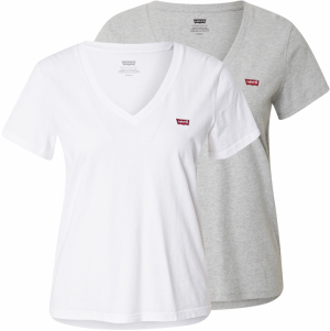 LEVI'S ® Tričko 'Perfect V-Neck Tee (2-Pack)'  sivá / biela
