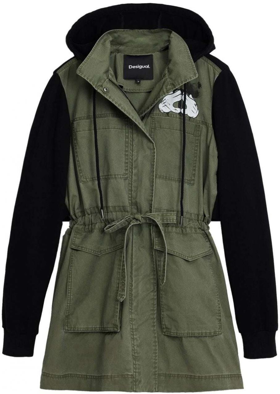 Desigual Prechodná parka  zelená / čierna / biela