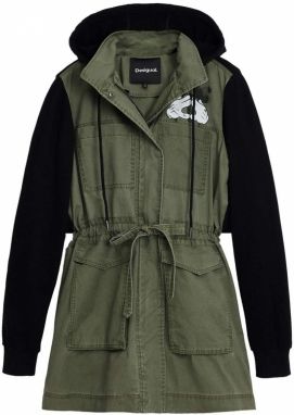 Desigual Prechodná parka  zelená / čierna / biela