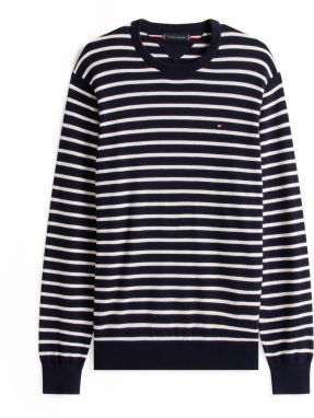 TOMMY HILFIGER Sveter 'ESSENTIAL'  námornícka modrá / červená / biela