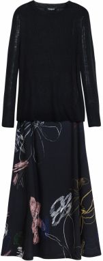 Desigual Šaty  svetlomodrá / púdrová / čierna