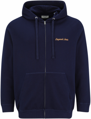 JACK & JONES Tepláková bunda 'JORNORREBRO'  námornícka modrá / karí