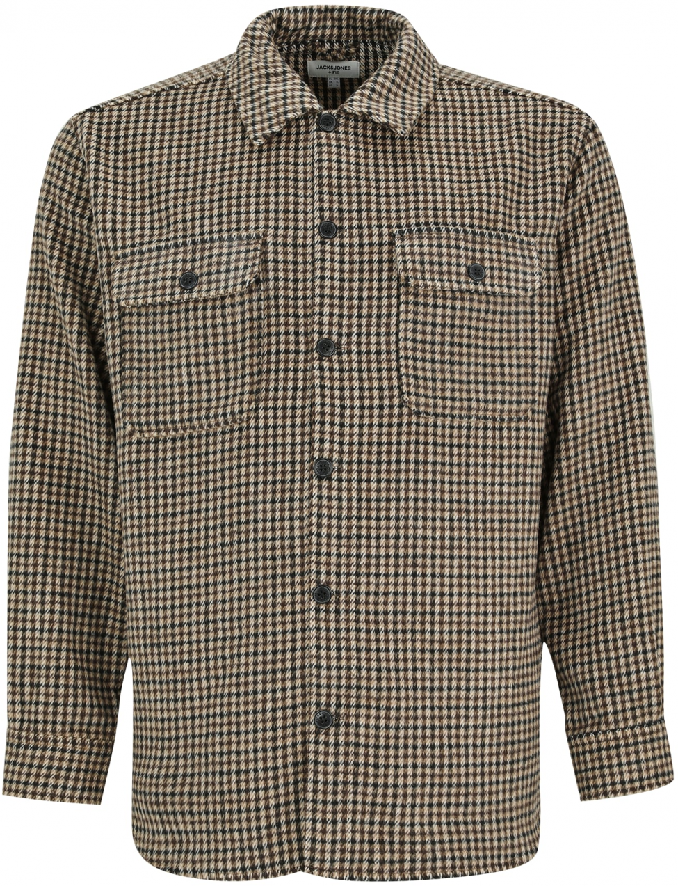 Jack & Jones Plus Košeľa 'JJEBradley Ollie'  hnedá / čierna