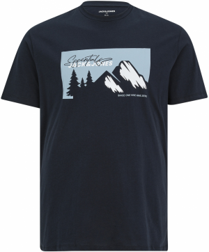 Jack & Jones Plus Tričko 'JJSUN'  tmavomodrá / svetlomodrá / biela