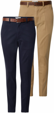 JACK & JONES Chino nohavice 'JPSTMARCO FRANCO'  béžová / námornícka modrá
