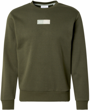 JACK & JONES Mikina 'JJPAN'  sivá / olivová / biela