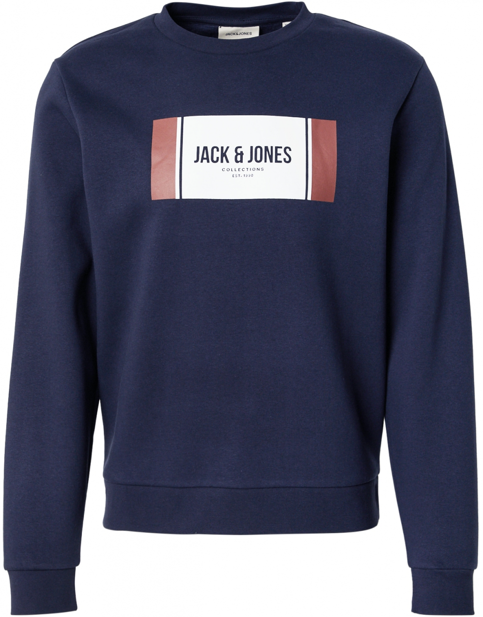 JACK & JONES Mikina 'JJHAYATO'  námornícka modrá / hnedá / biela
