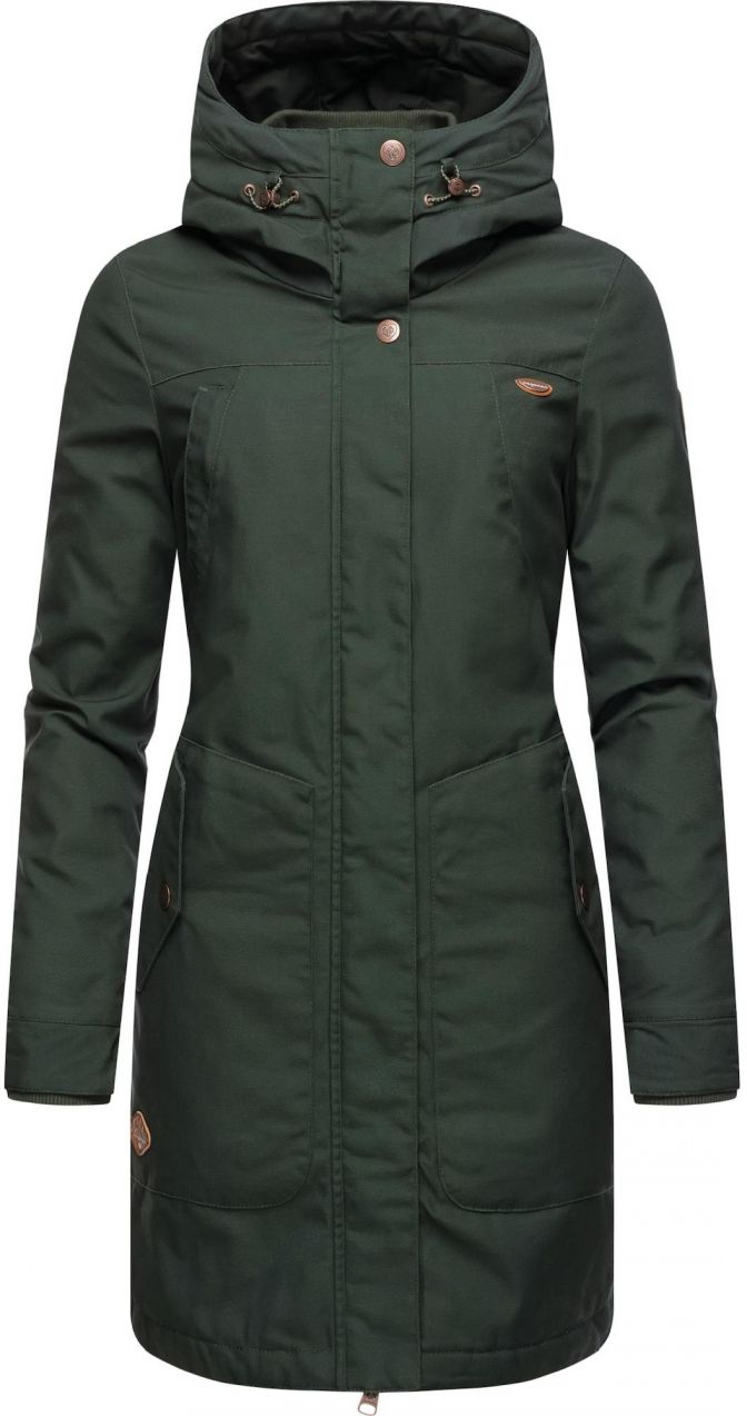 Ragwear Zimný kabát 'Jannisa'  hnedá / tmavozelená / biela