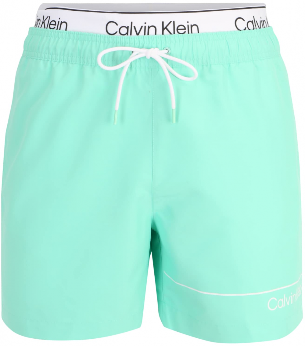 Calvin Klein Swimwear Plavecké šortky  tyrkysová / čierna / biela