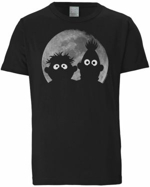 LOGOSHIRT Tričko 'Sesamstraße - Ernie & Bert'  sivá / čierna