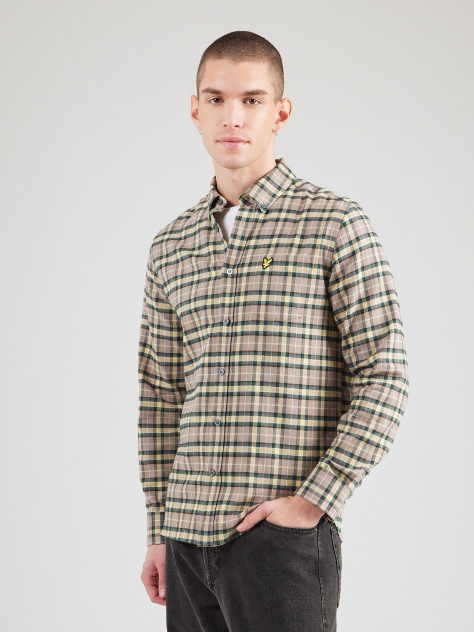 Lyle & Scott Košeľa  béžová / žltá / zelená / čierna