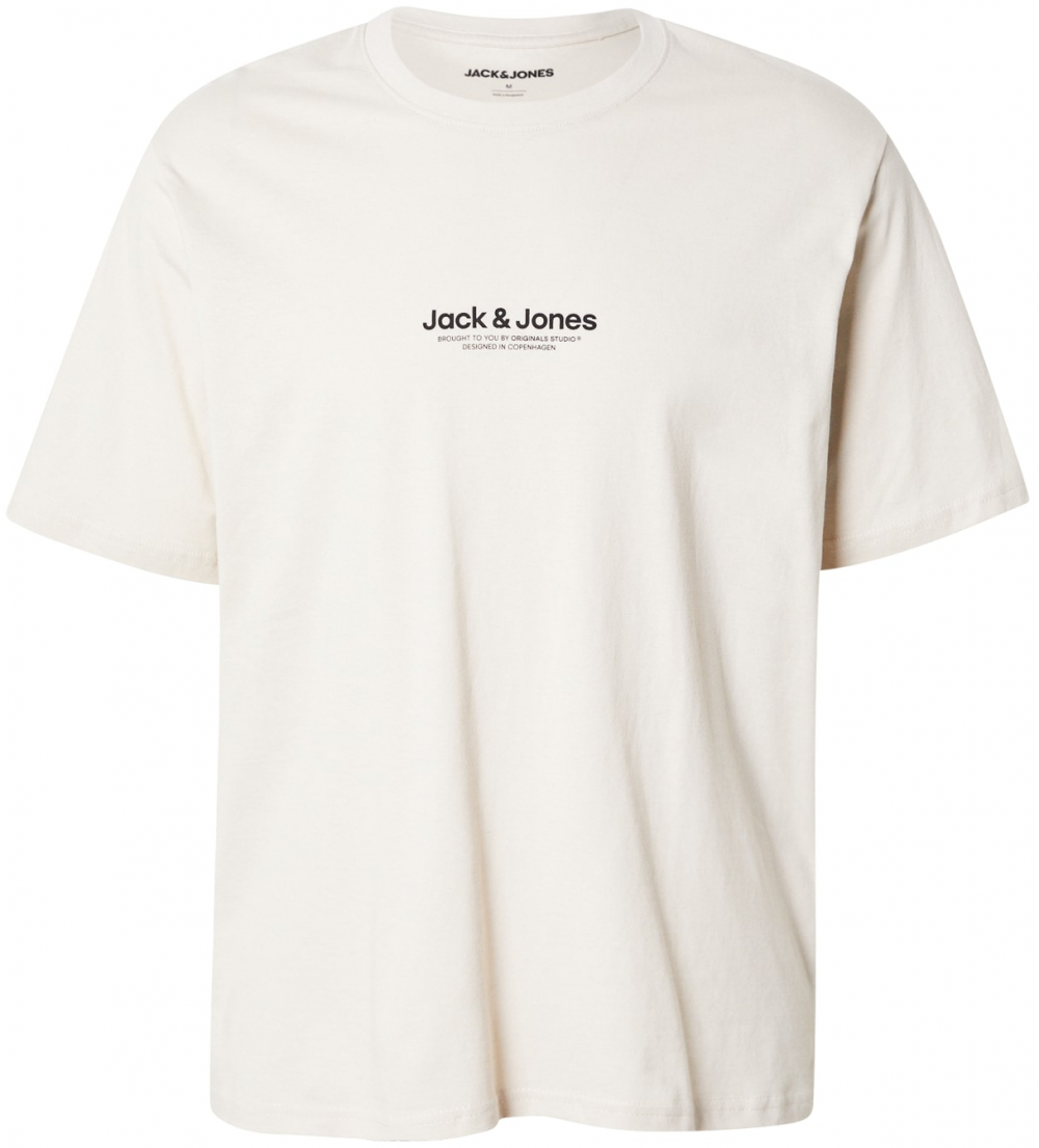 JACK & JONES Tričko 'JWHVESTERBRO'  svetlobéžová / čierna