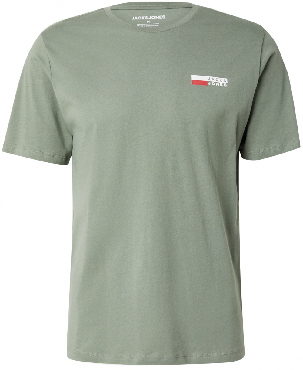 JACK & JONES Tričko  pastelovo zelená / červená / biela