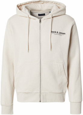 JACK & JONES Tepláková bunda 'JWHVESTERBRO'  svetlobéžová / čierna