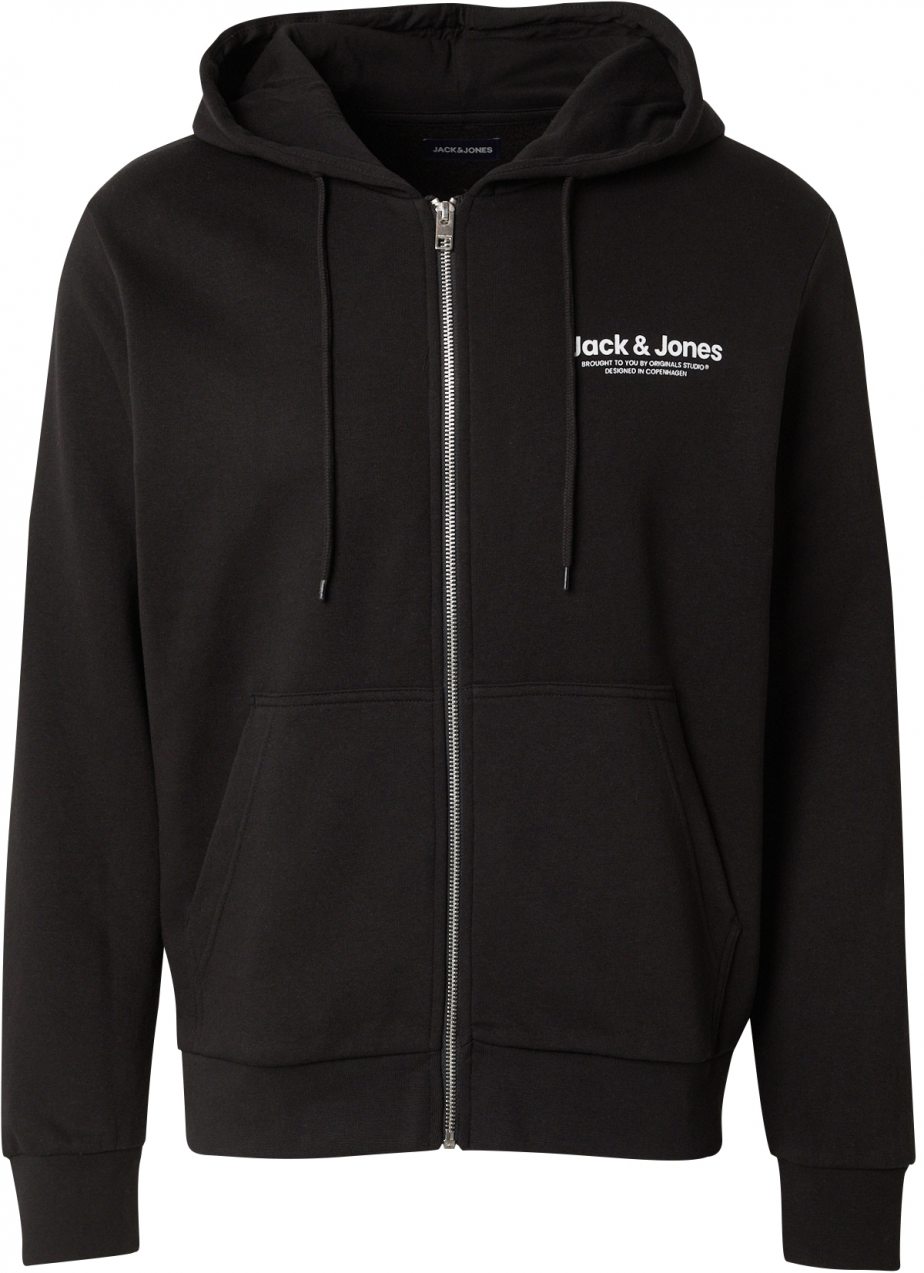 JACK & JONES Tepláková bunda 'JWHVESTERBRO'  čierna / biela
