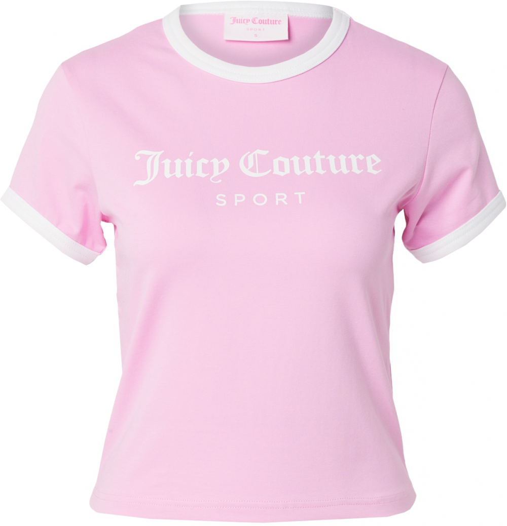 Juicy Couture Tričko 'Ringer'  svetloružová / šedobiela