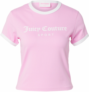 Juicy Couture Tričko 'Ringer'  svetloružová / šedobiela