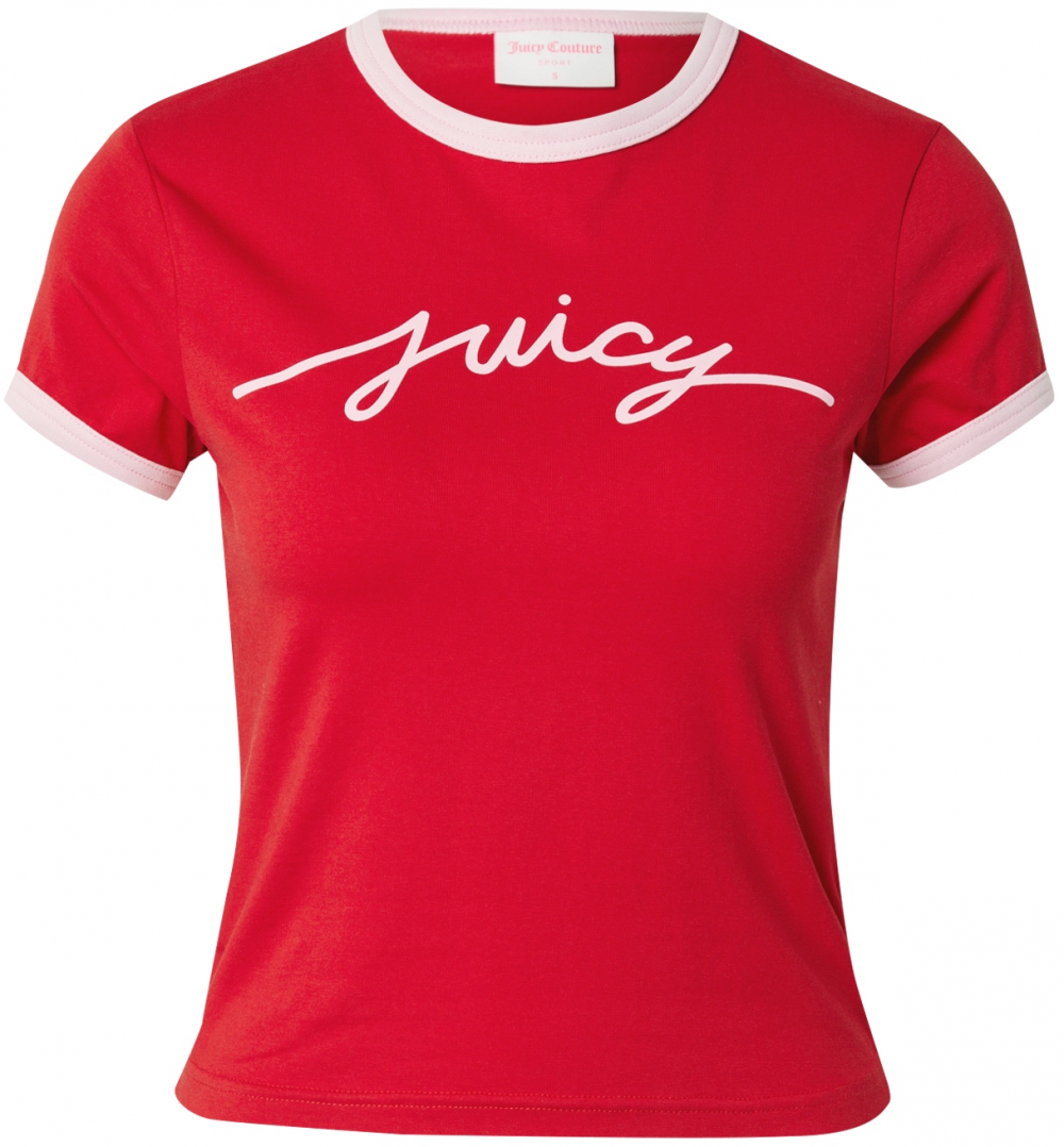 Juicy Couture Tričko 'Ringer'  rosé / červená